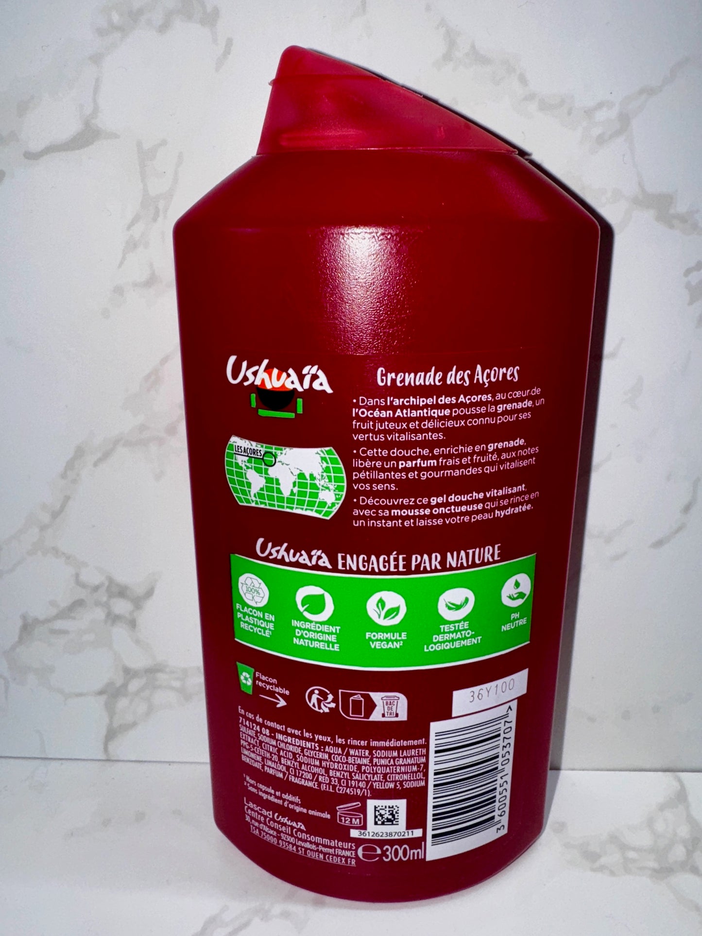 UshuaÏa - Gel Douche Hydratant Grenade / Feuchtigkeitsspendendes Duschgel mit Granatapfel 300ml