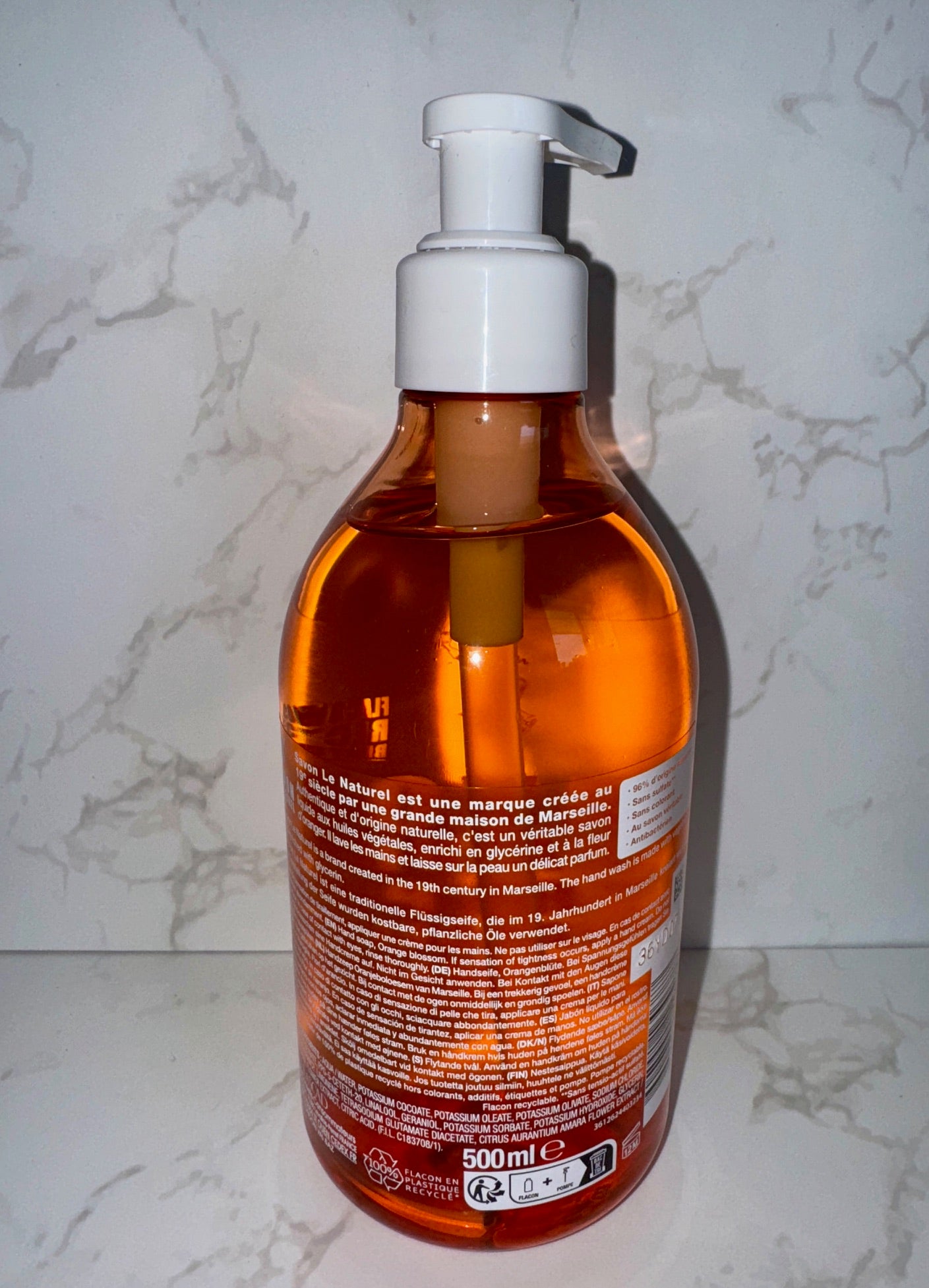 Savon Le Naturel - Extra Pur de Marseille Fleur d'Oranger / Flüssigseife Orangenblüte 500ml