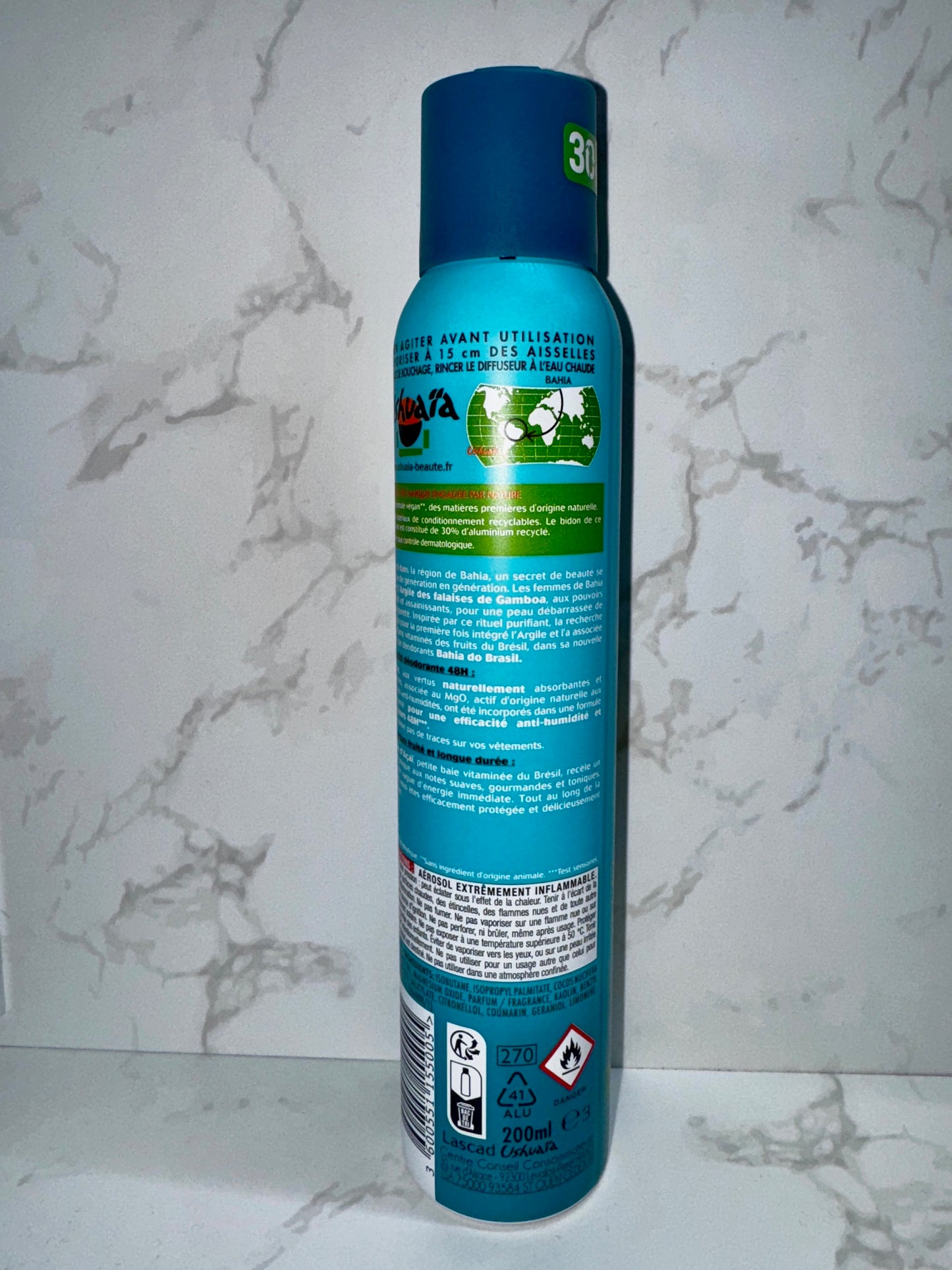 Ushuaïa - Déodorant Spray Argile Absorbante & Parfum de Baie d'Açai / Deospray Ton & Acai-Beeren Duft 48h